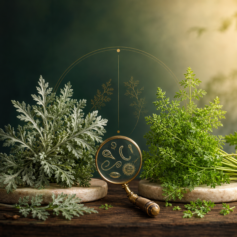 WORMWOOD vs. SWEET WORMWOOD Two bitter herbs, two very different stories—and one botanical naming mess