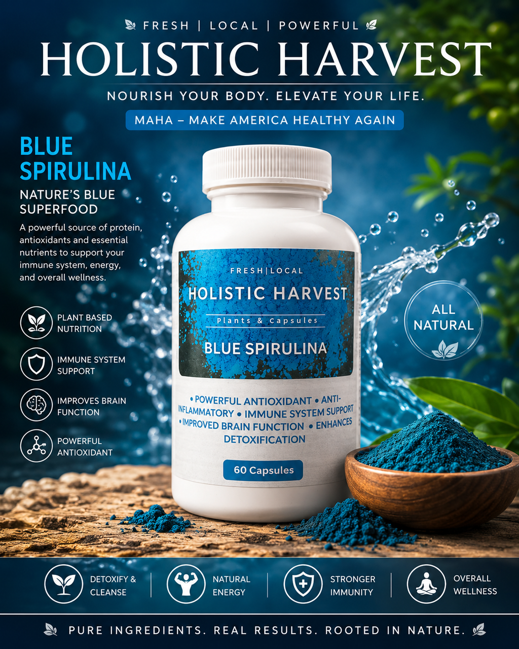 Blue Spirulina Powder Capsules (60s)