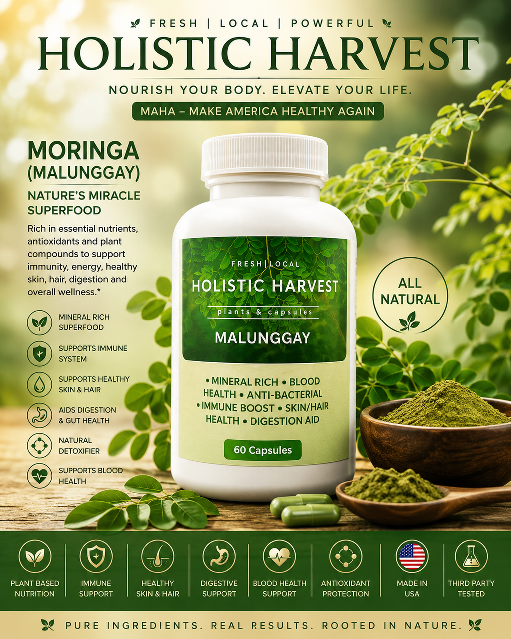 Moringa Powder Capsules (60s)